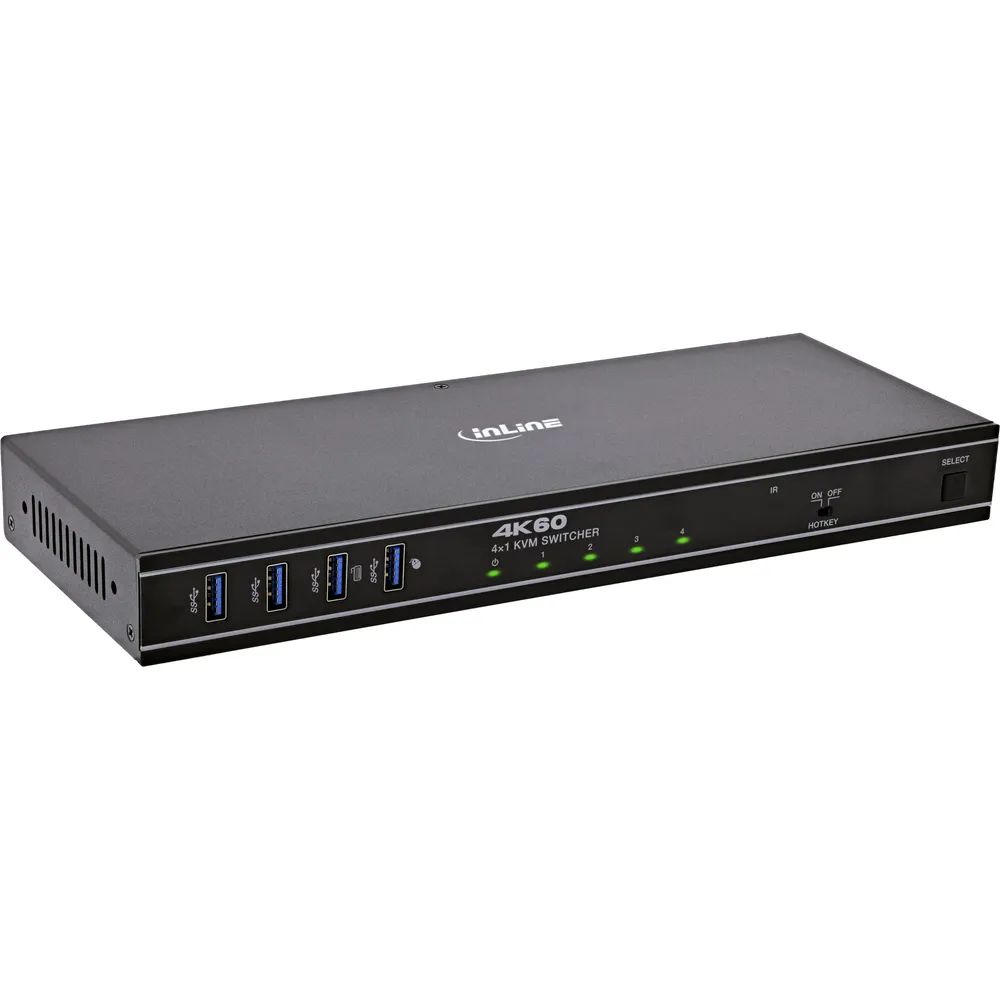 InLine KVM Switch - 4x1 - DP 4K/60Hz - USB 3.2 Hub