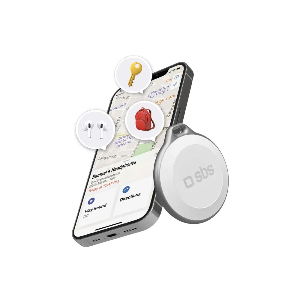 SBS TRACK MY CIRCLE Tracker, kompatibel mit Apple "Wo ist?", weiss