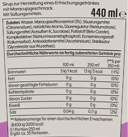 SodaStream Maracuja ohne Zucker Sirup 440ml