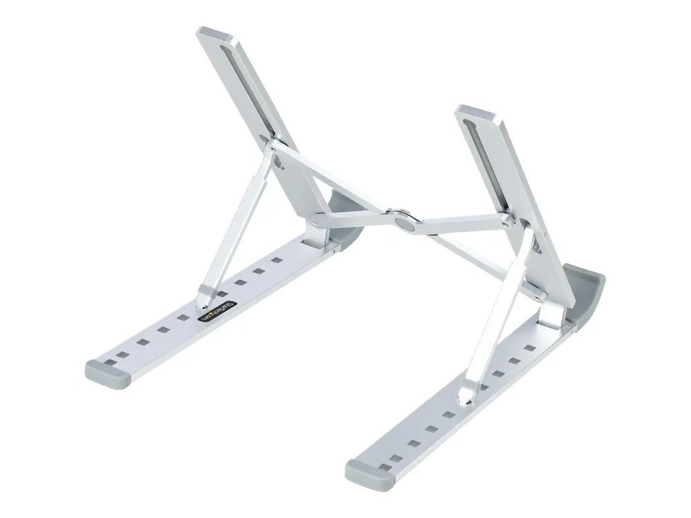 StarTech.com Foldable Laptop Riser Stand, Portable Height Adjustable Ergonomic Laptop Stand, Ventilated Aluminum Frame Supports 22lb (10Kg)