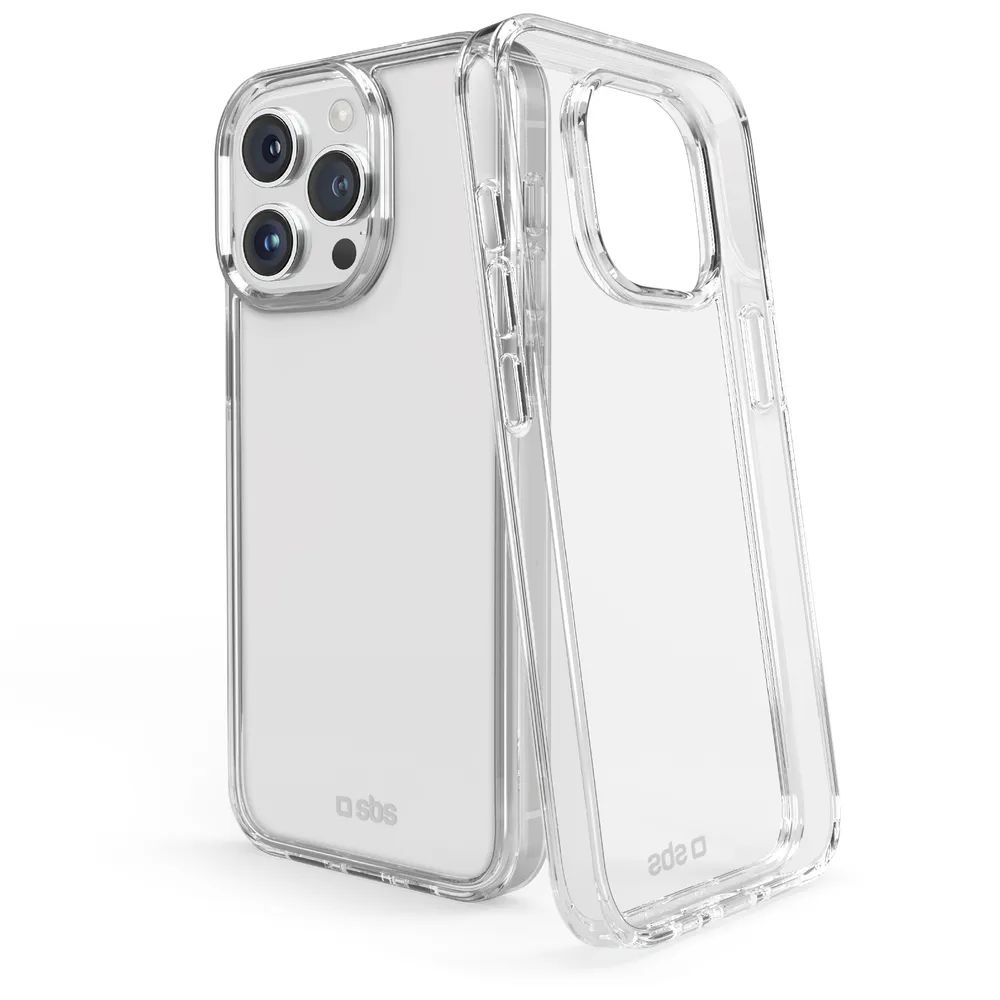 SBS HYBRID Cover aus recyceltem Material für iPhone 15 PRO, transparent