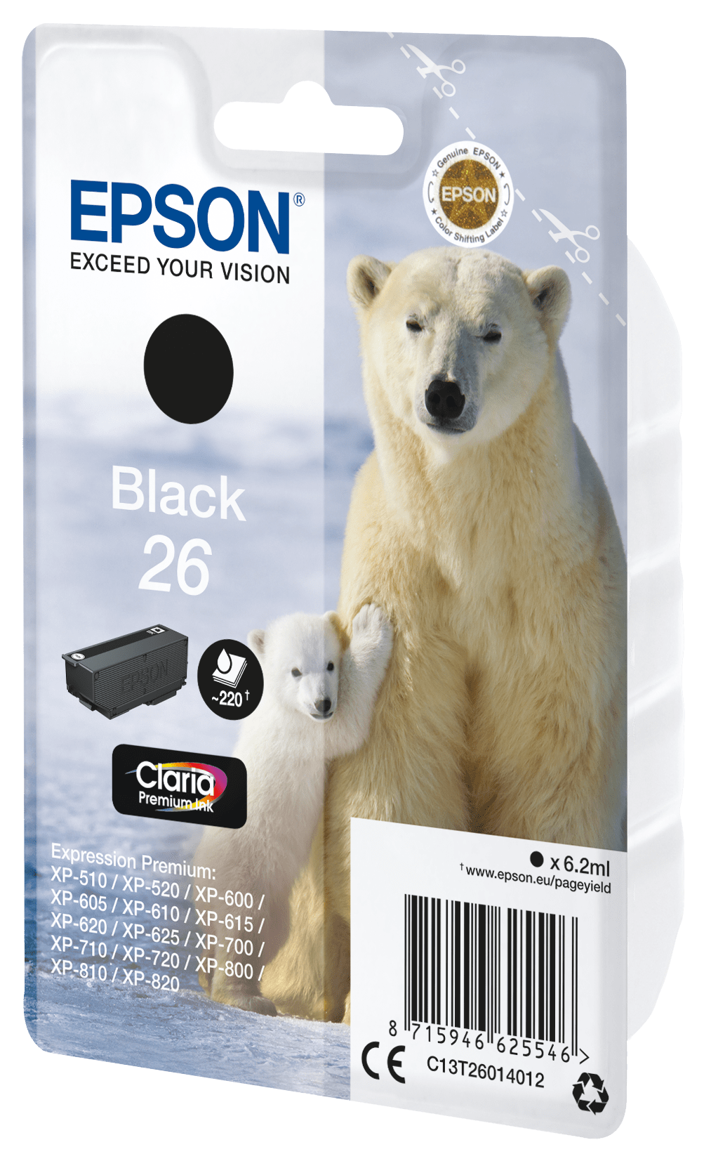 Epson 26 Tinte Eisbär Single, Standard, schwarz