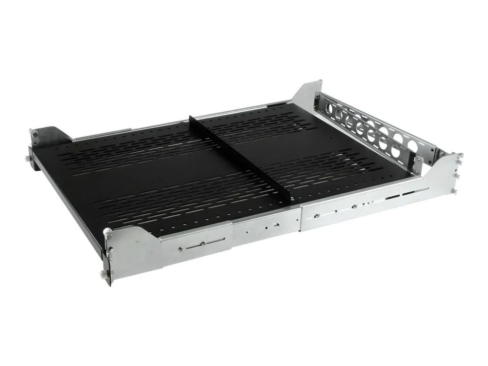 StarTech.com 2HE ausziehbarer belüfteter Fachboden für 19 Serverschrank mit Kabelführung / verstellbarer Montagetiefe bis 22,7 kg - Rack - Regal - Schwarz - 2U - 48.3 cm (19")
