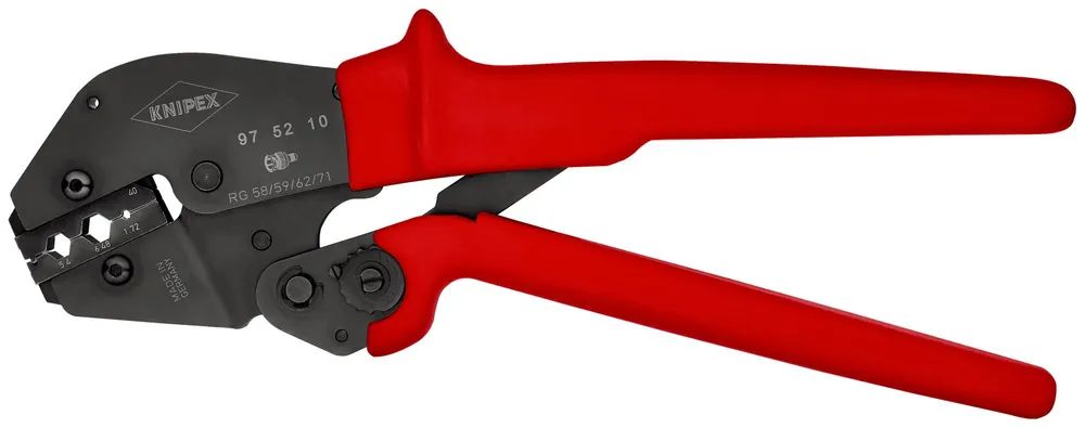 KNIPEX Crimpzange auch für Zweihandbedienung mit rutschhemmenden Kunststoff-Hüllen brüniert 250 mm