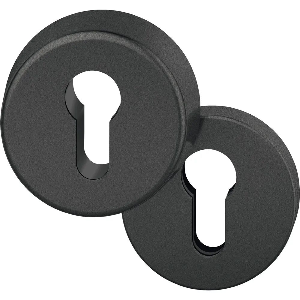 FSB Sicherheits-Zylinderrosette rund, Aluminium schwarz matt