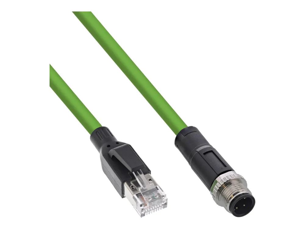 InLine Industrie Netzwerkkabel - M12 4-pin D-kodiert St. zu RJ45 St. - PUR - 1m