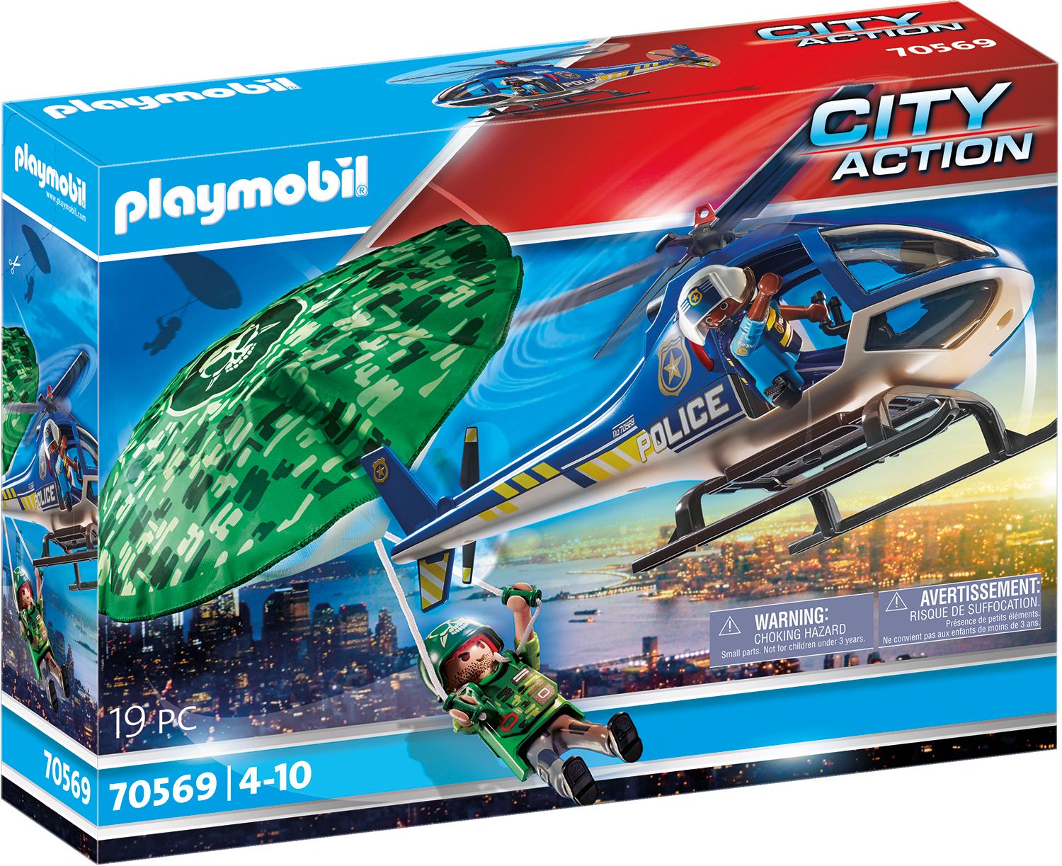 Playmobil Polizei-Hubschrauber: Fallschirm-Verfol.