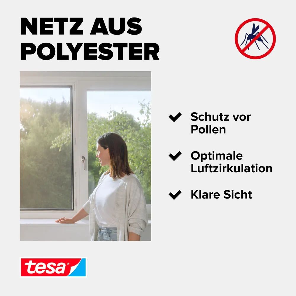 tesa® Insektenschutz Pollen 2er-Pack 1,30 × 1,50m, anthrazit 