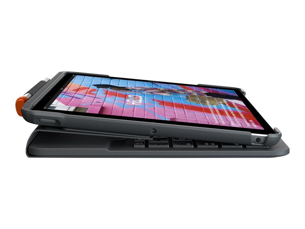 Logitech Slim Folio - Tastatur und Foliohülle - kabellos - Bluetooth LE - QWERTY - US International - Oxford Gray - für Apple 10.9-inch iPad (10. Generation)