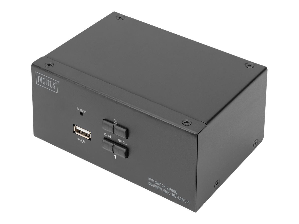 DIGITUS KVM-Switch, 2 Port, Dual Display, 4K, DisplayPort®