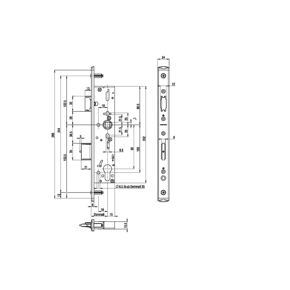 BKS Fluchttürschloss 1827,Fallenfest.2-flg. Funkt. E/EN179/1125, DM34,Edelstahl