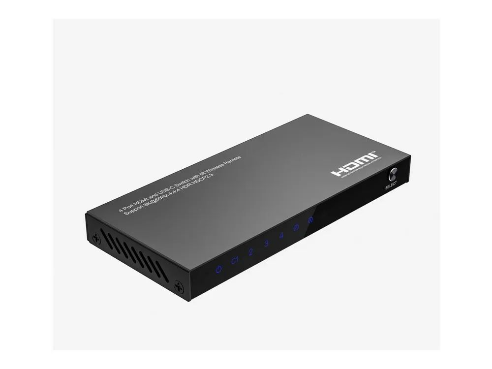 MicroConnect 8Ka60Hz USB-C and HDMI Switch 4x1 HDCP 2.3 w/Remote - USB Typ C