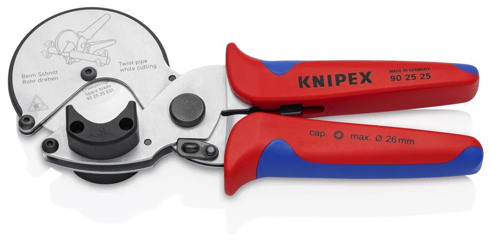 KNIPEX Rohrschneider für Verbund- und Kunststoffrohre mit Mehrkomponenten-Hüllen verchromt 210 mm