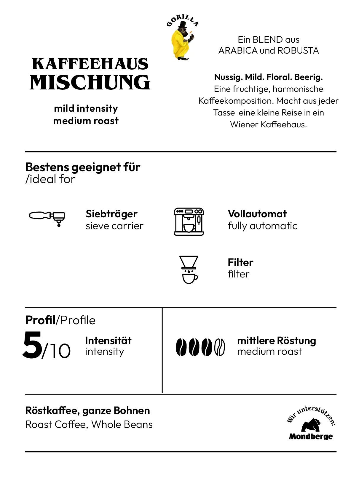 Joerges Kaffee Gorilla Kaffeehaus, 1kg 