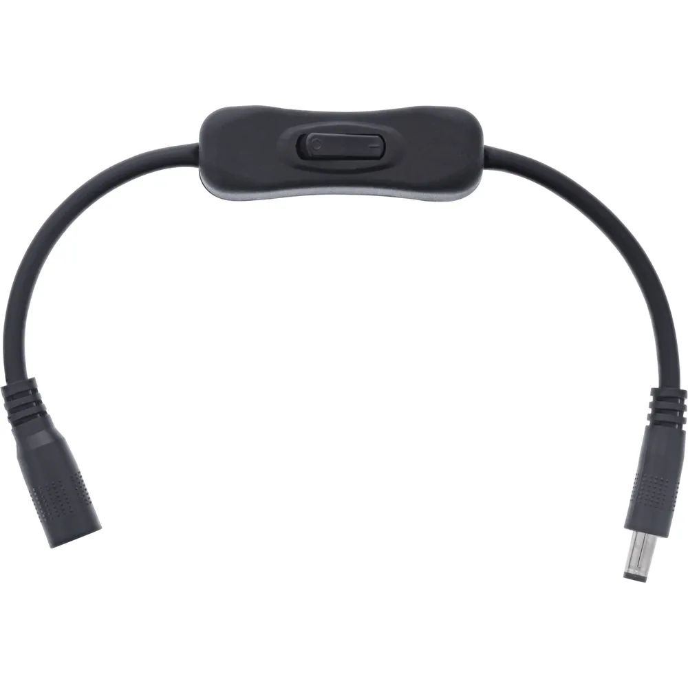 InLine DC Kabel mit Schalter - DC ST/BU 5,5x2,1mm - AWG 18 - schwarz - 0,20m
