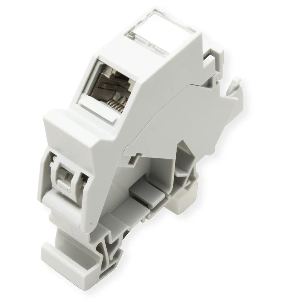 ROLINE Tragschienenadapter für Keystone Module, inkl. Cat.6A Keystone, geschirmt, 45°