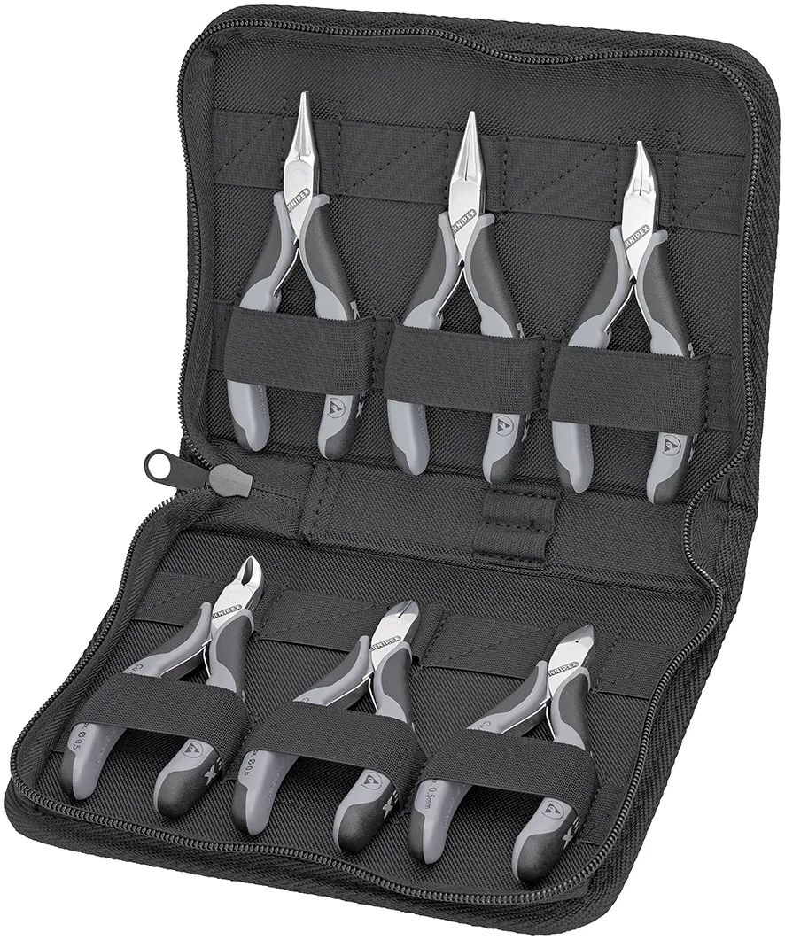 KNIPEX 00 20 17 Elektronikzangen-Set mit Werkzeugen für Arbeiten an elektronischen Bauteilen 6-teilig 215 mm