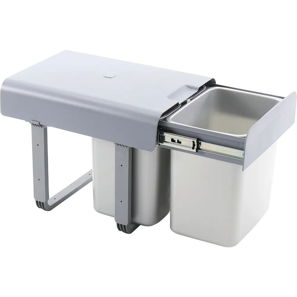 EKOTECH Einbau-Abfallsammler Ekko 40 1 x 16/2 x 8 Liter Kunststoff Lichtgrau
