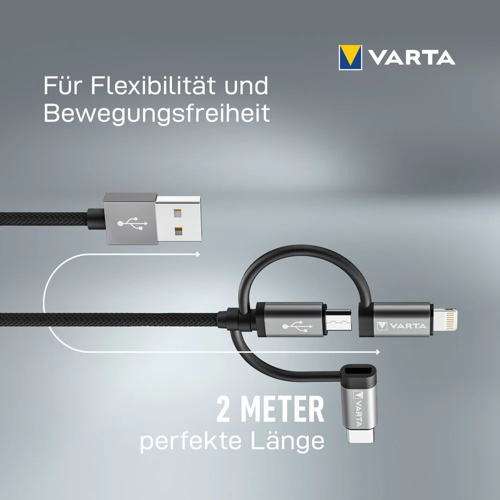 VARTA 3in1 Cable USB A-Light/Micro/TypeC
