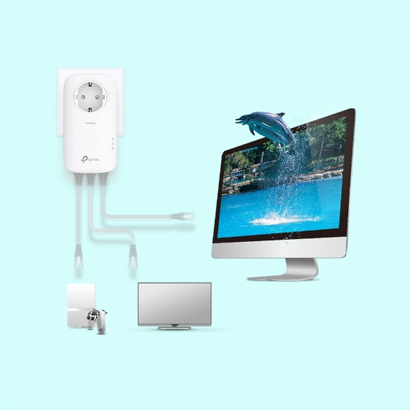 TP-LINK TL-PA8033P KIT V4 - Starter Kit - Powerline Adapterkit 3-Port-Switch - 1GbE, HomePlug AV (HPAV)