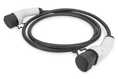 DIGITUS KFZ-Ladekabel für Elektroautos & PHEV 5 m Typ 2 auf Typ 2 Mode 3 - 1-Phasig 32 A 7,4 kW Schwarz