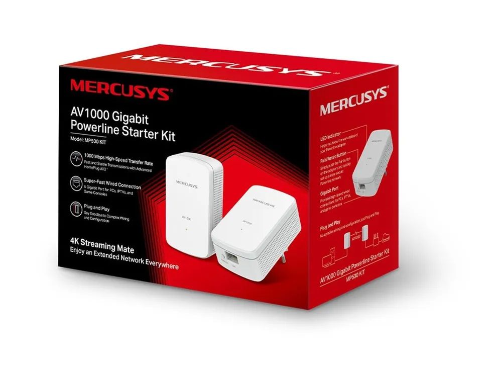 Mercusys MP500 KIT V2 - Starter Kit - Powerline-Adapter-Kit 1GbE, HomePlug AV (HPAV)