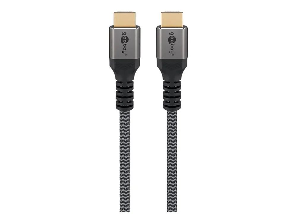 Goobay plus - Ultra High Speed - HDMI-Kabel mit Ethernet - HDMI männlich zu HDMI männlich - 50 cm - Sharkskin Gray - Unterstützung für 4K60Hz (3840 x 2160)