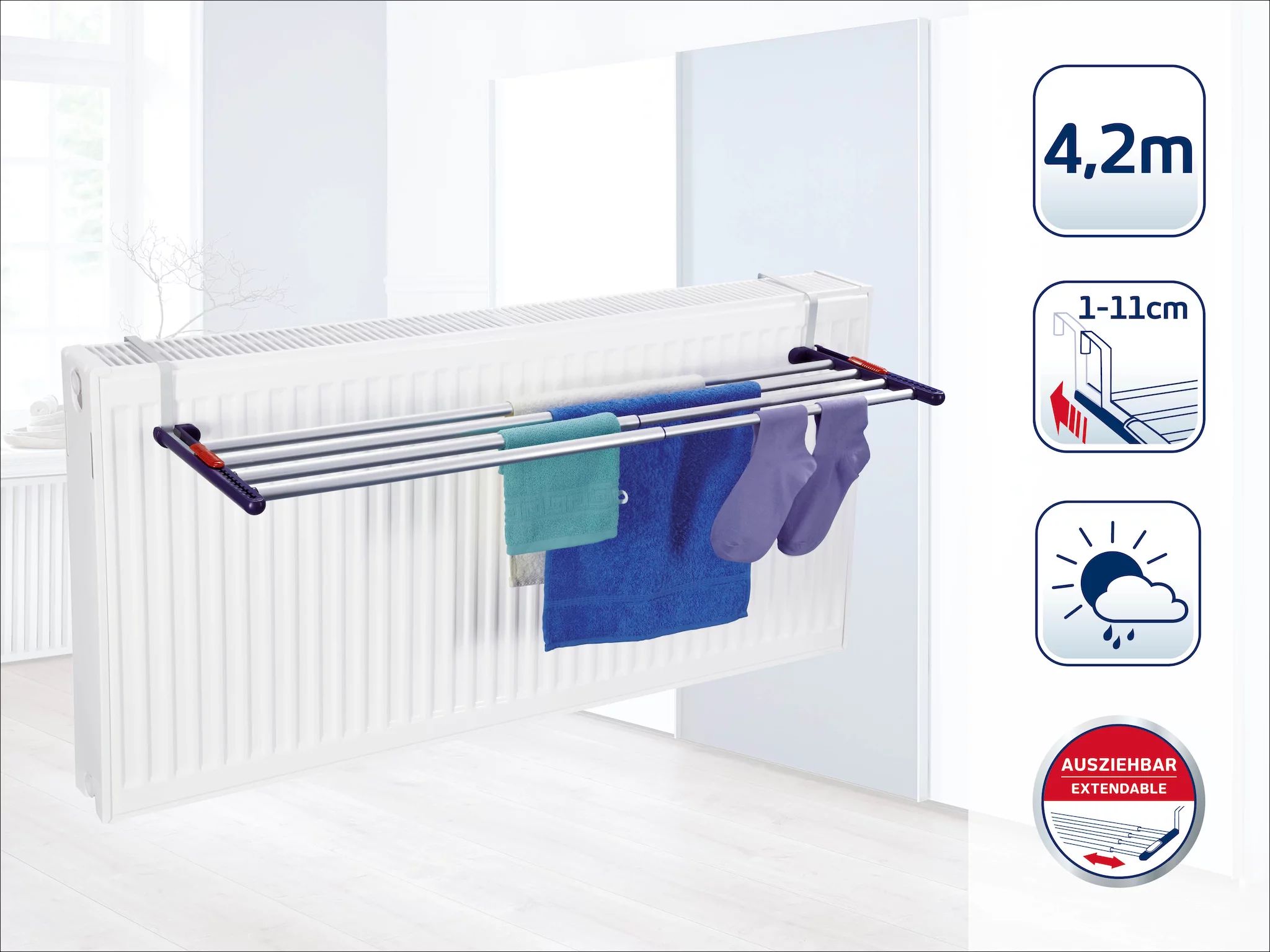 Leifheit Haengetrockner Quartett 42 Extendable Al