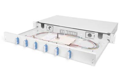 DIGITUS LWL-Spleißbox, 1HE, bestückt, 6x SC DX, OS2