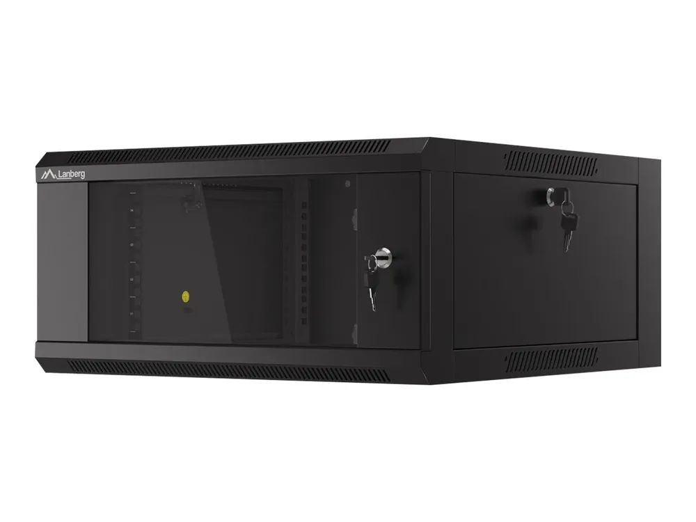 Lanberg WFFA Series - Schrank Netzwerkschrank - geeignet für Wandmontage - RAL 9004, Schwarz - 4U - 48.3 cm (19")