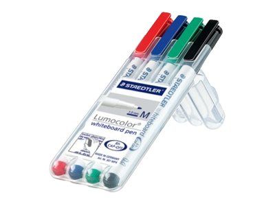 STAEDTLER Lumocolor 301 - Marker - für Glas, Whiteboard, Porzellan - Schwarz, Rot, Blau, Grün - 1 mm - Mittel (Packung mit 4)