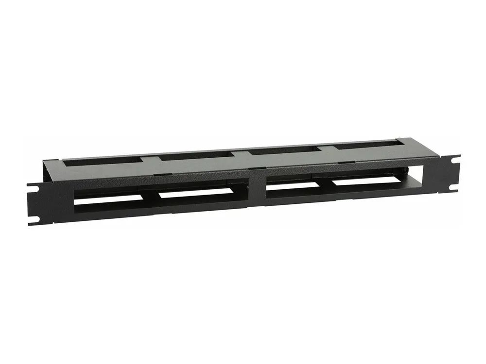Lanview by Logon - Rack R-type cable organizer - with cover - Schwarz, RAL 9005 - 1U - 48.3 cm (19")