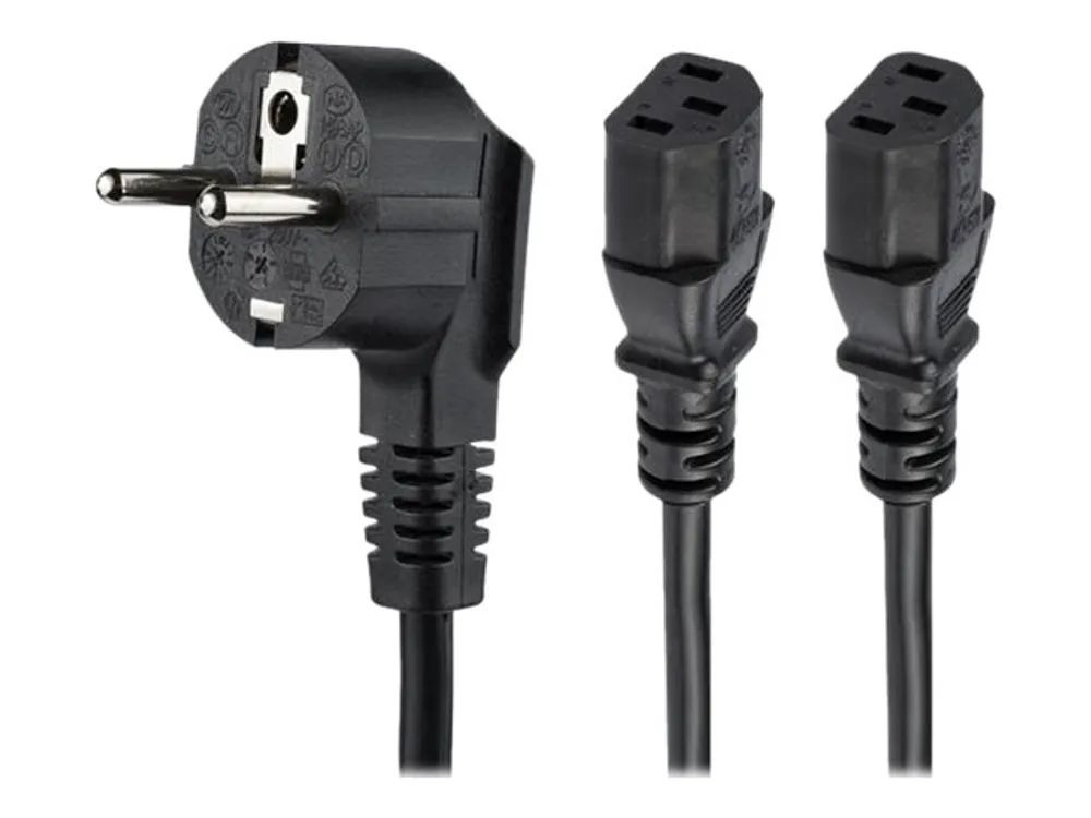StarTech.com 2 m Computer Y Stromkabel, 18AWG, EU Schuko auf 2x C13, 10A 250V, Ersatz AC Stromkabel Y Splitter, Drucker Stromkabel, PC Netzkabel, Monitor Stromkabel - UL gelistet (PXT101YEU2M)