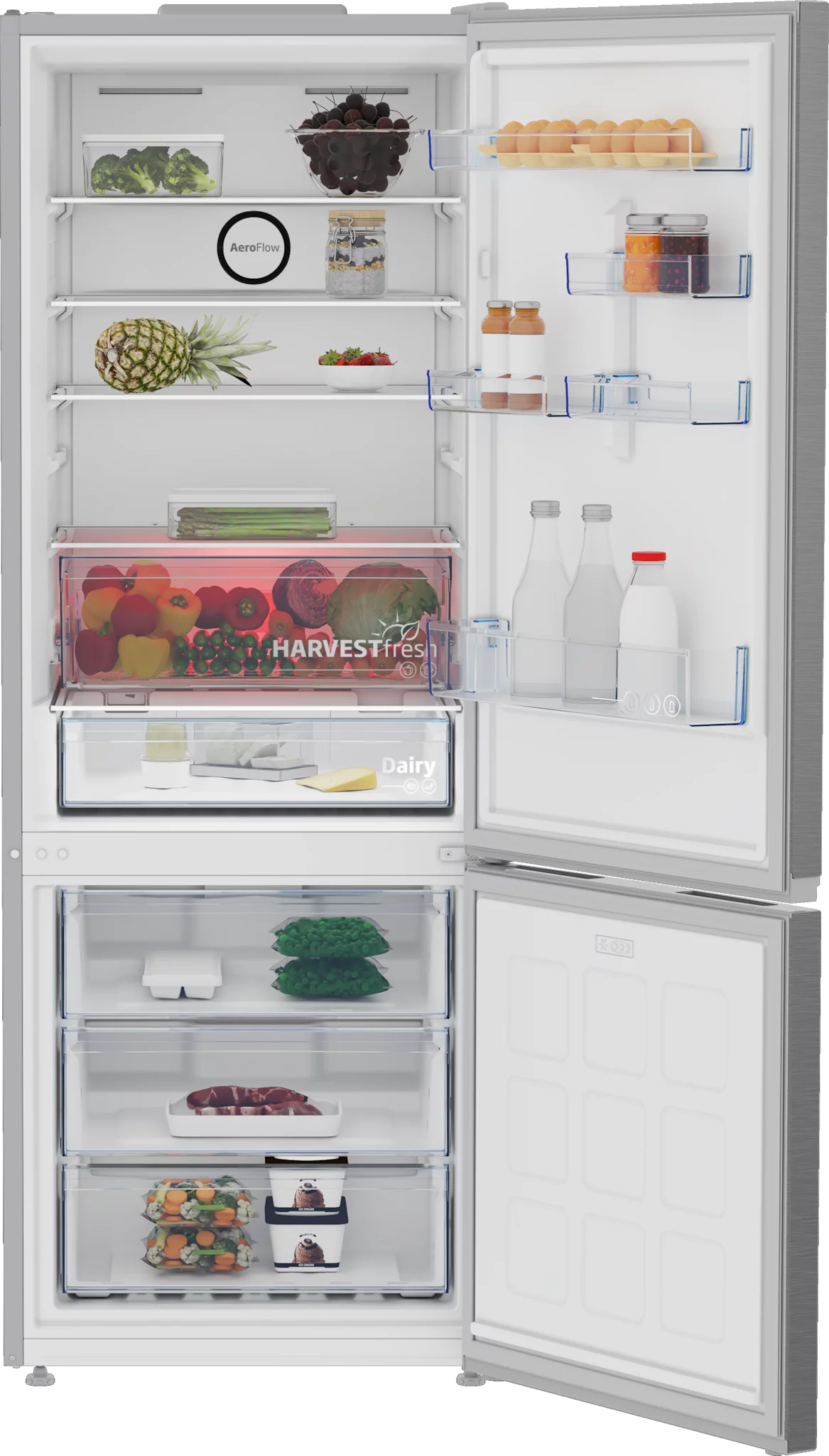 Beko B5RCNE565HXP Kühl-/Gefrierkombination mit NoFrost, 490L - Edelstahllook