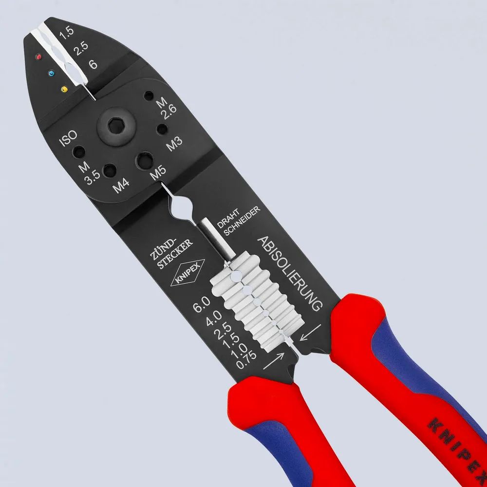 KNIPEX Crimpzange mit Mehrkomponenten-Hüllen schwarz lackiert 230 mm