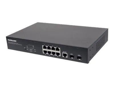 IC Intracom Intellinet 8-Port Gigabit Ethernet PoE+ Web-Managed Switch with 2 SFP Ports, IEEE 802.3at/af Power over Ethernet (PoE+/PoE)