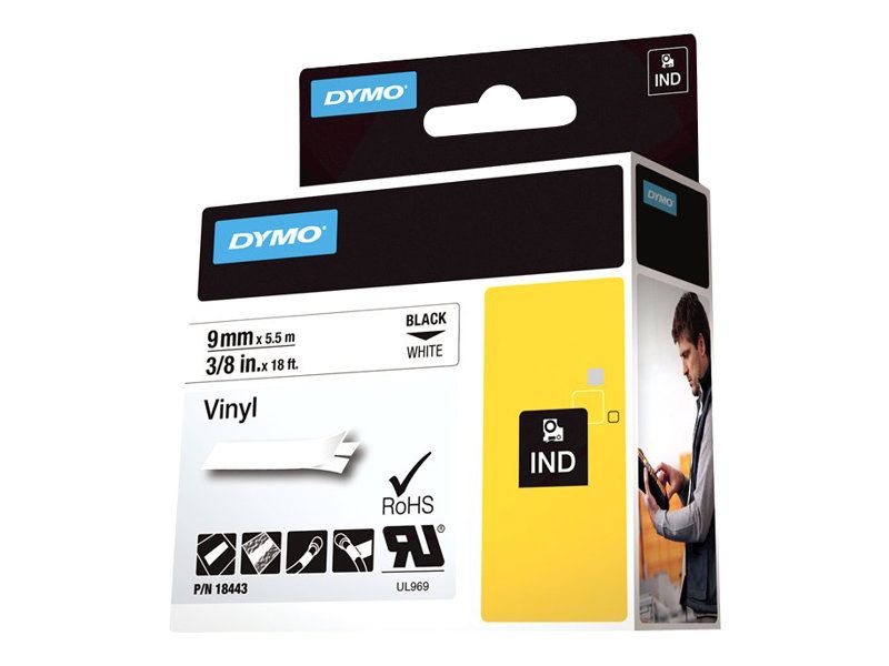 Dymo Vinyl - weiß - Rolle (0,9 cm x 5,5 m) 1 Rolle(n) Etiketten