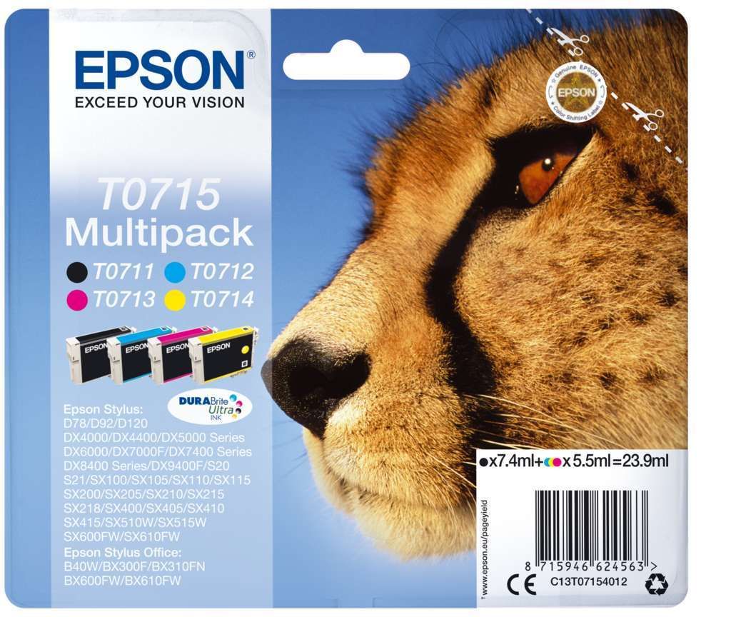 Epson T0715 Tinte Gepard Multi, Standard, 4 Farben