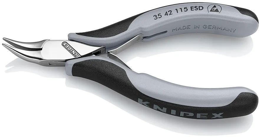 KNIPEX 35 42 115 ESD Elektronik-Greifzange ESD mit durchgestecktem Gelenk mit Mehrkomponenten-Hüllen spiegelpoliert 115 mm