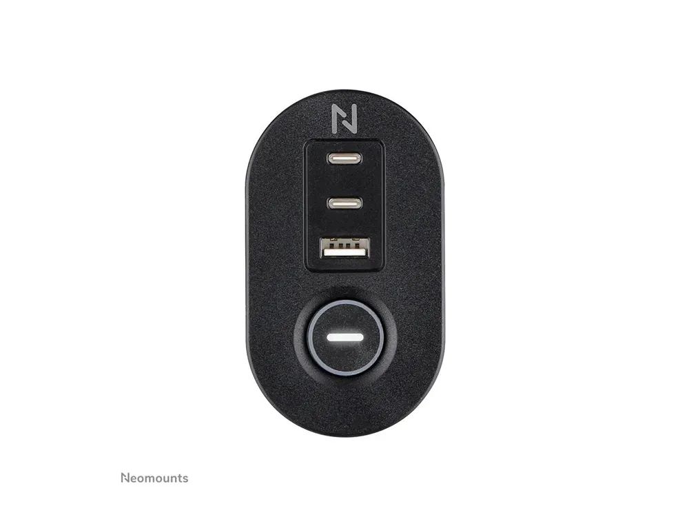 Neomounts Steckdosenleiste - USB-C + USB-A - Wechselstrom 230 V - 3680 Watt - Eingabe, Eingang Typ F - Ausgangsanschlüsse: 3 (2 x 24-poliger USB-C (PD)
