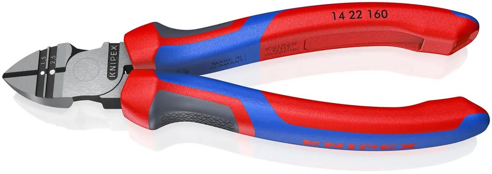 KNIPEX Abisolier-Seitenschneider mit Comfort-Griffen schwarz atramentiert 160 mm