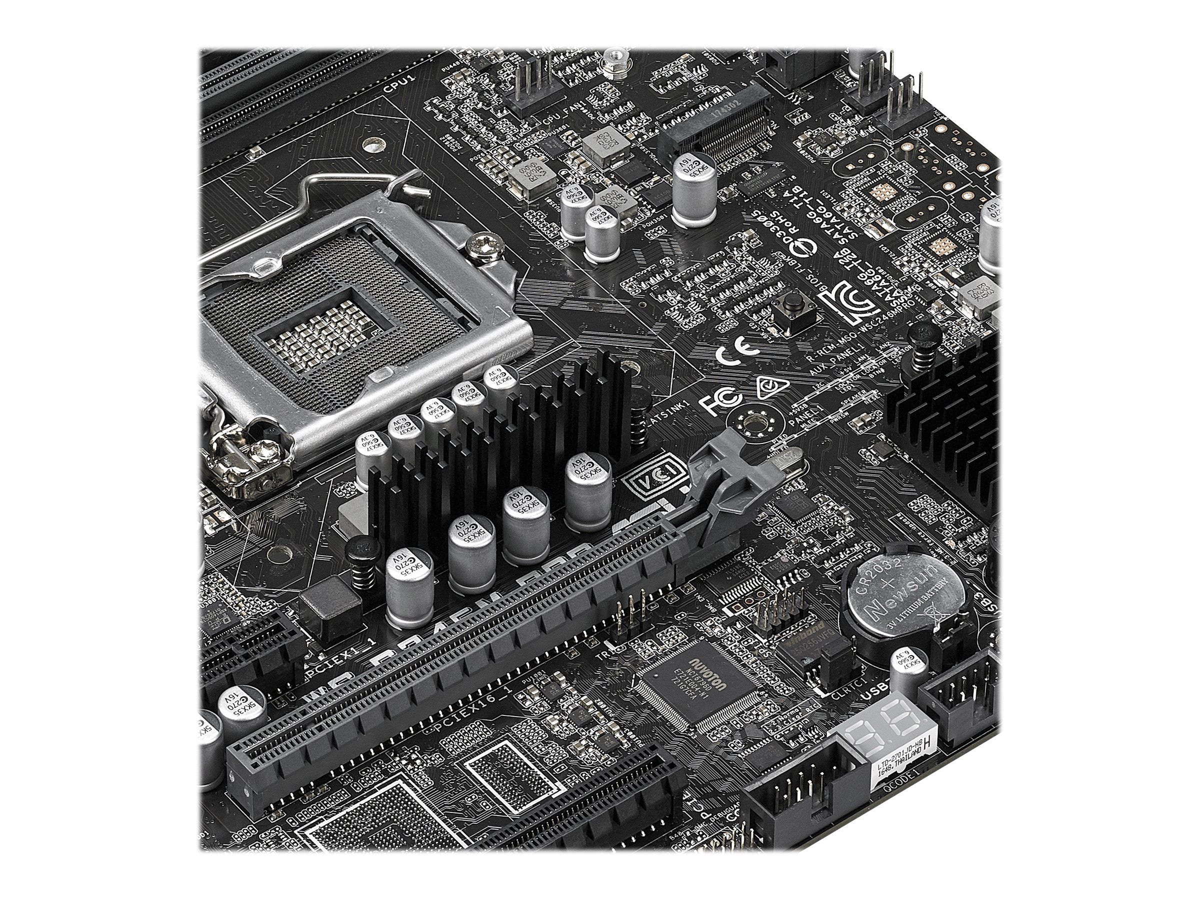 ASUS WS C246M PRO - Motherboard - micro ATX - LGA1151 Socket - C246 Chipsatz - USB 3.1 Gen 1, USB 3.1 Gen 2 - 2 x Gigabit LAN - Onboard-Grafik (CPU erforderlich)