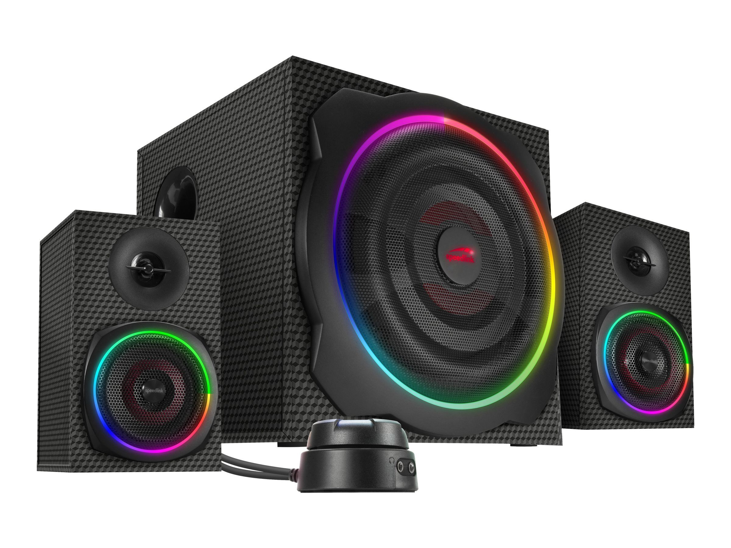 SPEEDLINK GRAVITY CARBON RGB - Lautsprechersystem - für PC - 2.1-Kanal - kabellos - Bluetooth - 60 Watt (Gesamt)