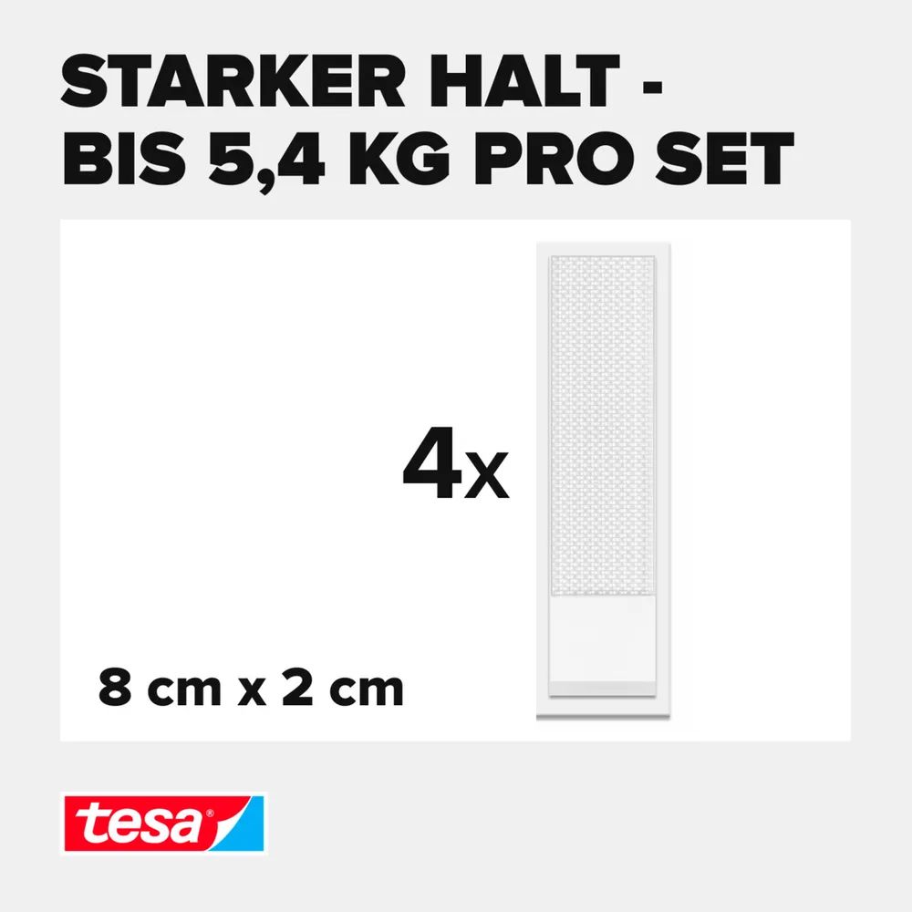 tesa® Powerstrips CLICK Klett-Klebepads, Medium 5,4kg (4 x 2 Stück)