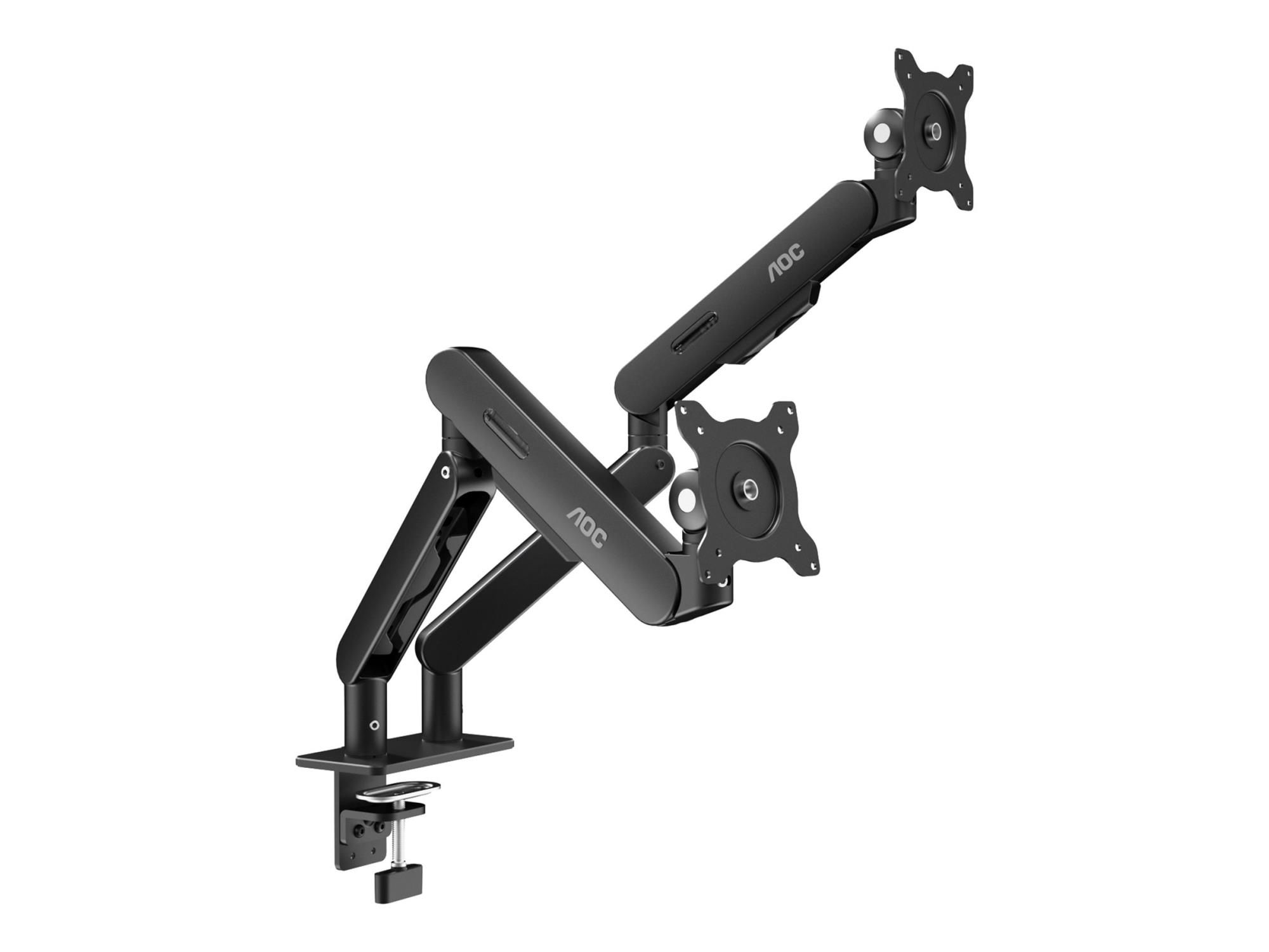 AOC AM420B - Befestigungskit (Klammer, Tischplattenbohrung, Monitorarm, Gasfeder) - für 2 LCD-/Plasma-Konsolen - einfach und elegant - Aluminiumlegierung - Schwarz - Bildschirmgröße: 43.18-86.36 cm (17"-34")
