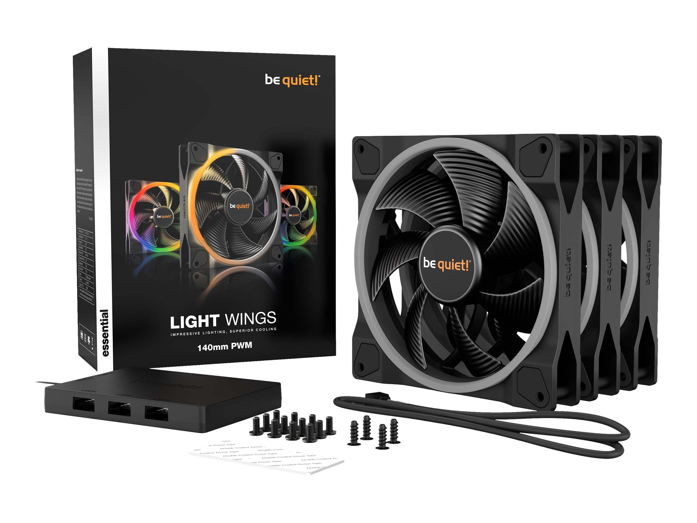 Be Quiet! Light Wings - Gehäuselüfter - PWM - 140 mm - Schwarz (Packung mit 3)