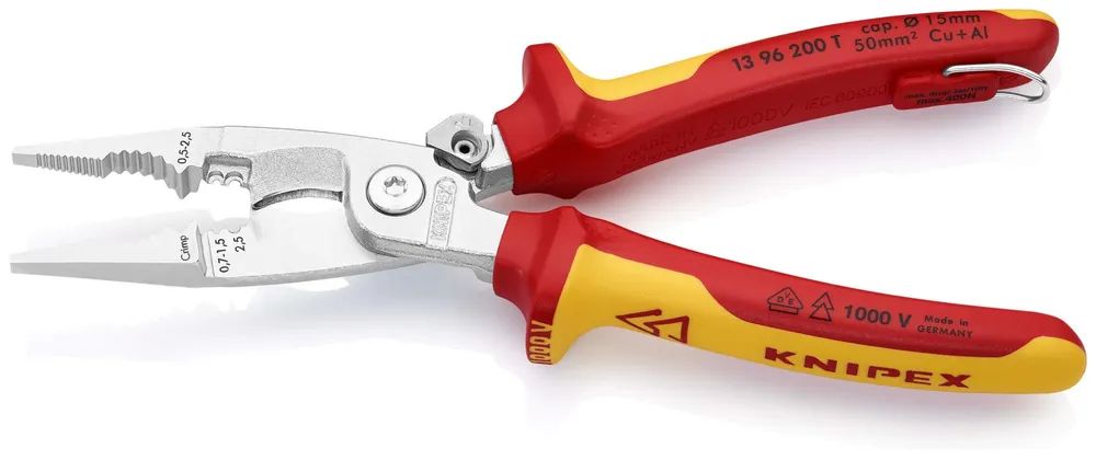 KNIPEX Elektro-Installationszange isoliert mit 2K-Hüllen 200 mm