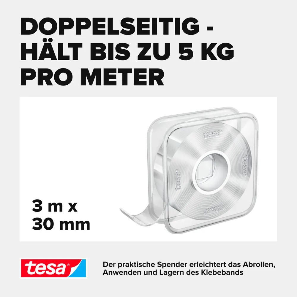 Tesa doppelseitiges Klebeband Universal 3m 30mm hochtransp.