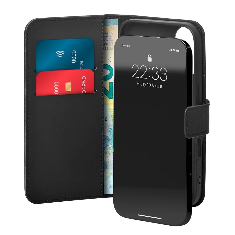 PURO WALLET STAND Bookcase für iPhone 16 PLUS, schwarz