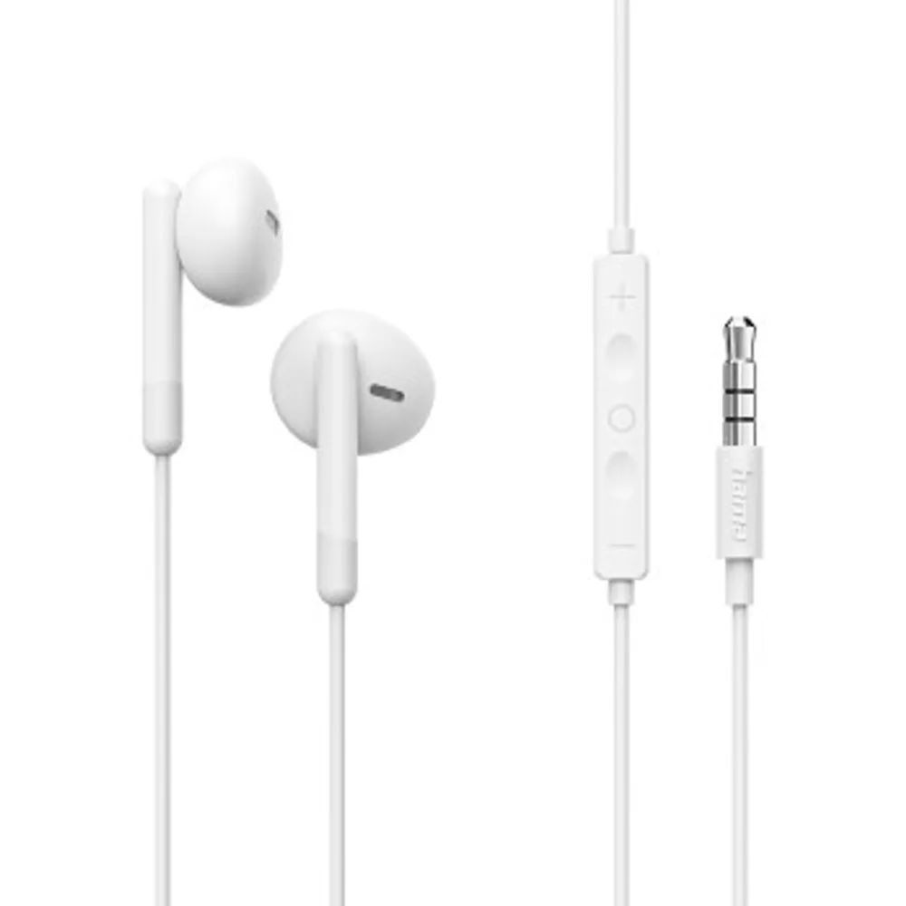 Hama Kopfhörer "Noble", Earbuds, Mikrofon, Kabelknickschutz, 3,5-mm-Klinke, Weiß